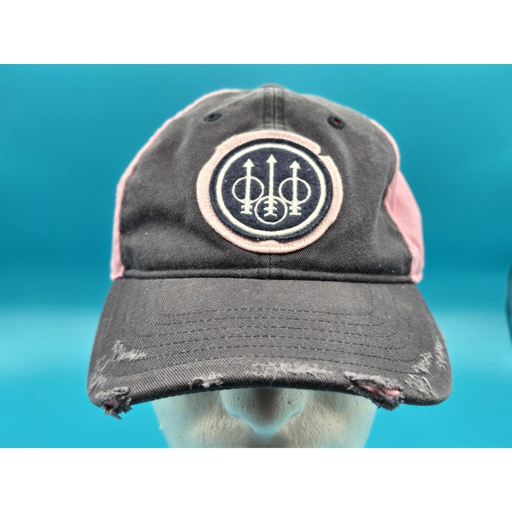 Beretta Womens Distressed Strap Back‎ Hat Cap Pink / Gray